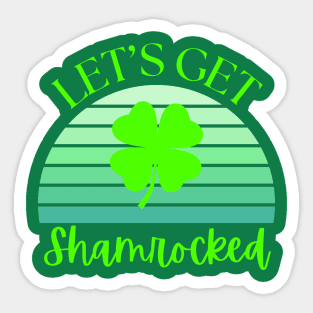 Vintage Retro Sunset Let's Get Shamrocked Sticker